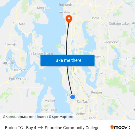 Burien TC - Bay 4 to Shoreline Community College map