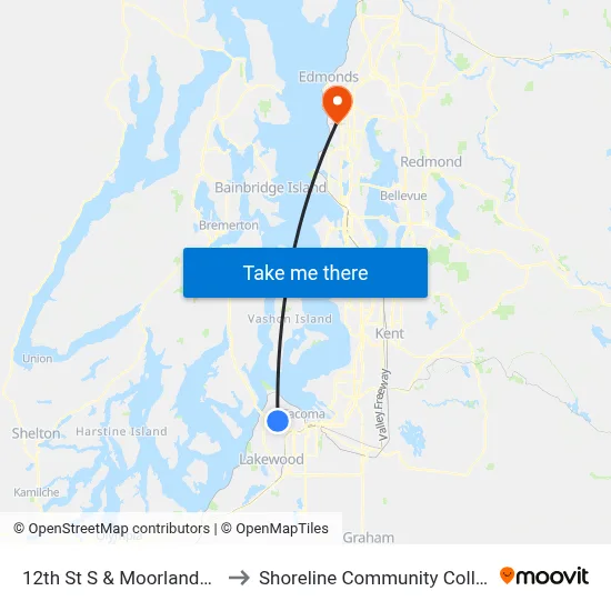 12th St S & Moorlands Dr to Shoreline Community College map