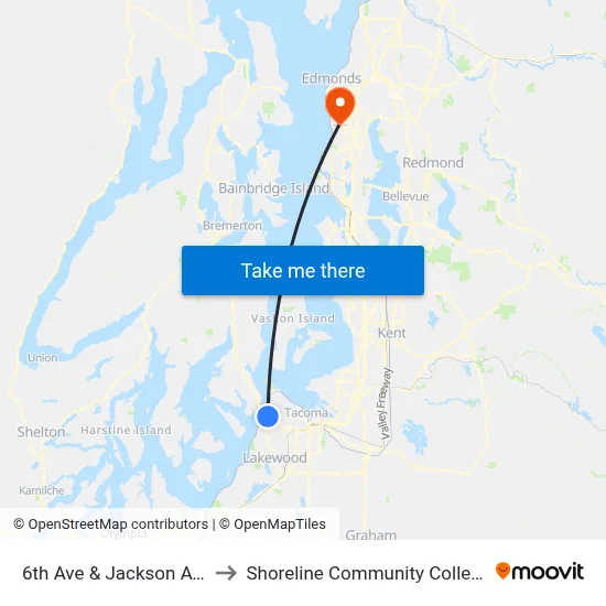 6th Ave & Jackson Ave to Shoreline Community College map