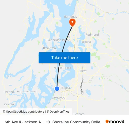 6th Ave & Jackson Ave to Shoreline Community College map