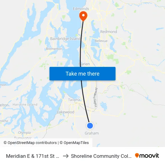 Meridian E & 171st St Ct E to Shoreline Community College map