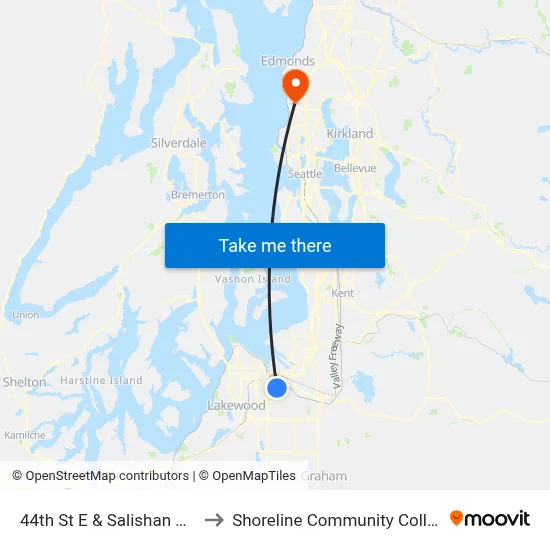 44th St E & Salishan Blvd to Shoreline Community College map