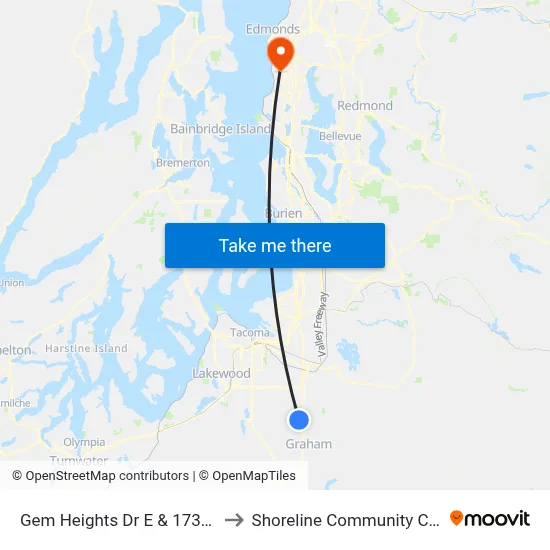 Gem Heights Dr E & 173rd St E to Shoreline Community College map
