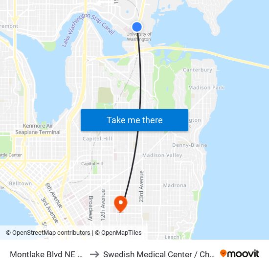 Montlake Blvd NE & NE Pacific Pl - Bay 3 to Swedish Medical Center / Cherry Hill Campus. James Tower map