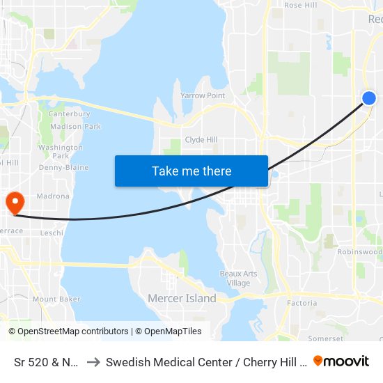 Sr 520 & NE 40th St to Swedish Medical Center / Cherry Hill Campus. James Tower map