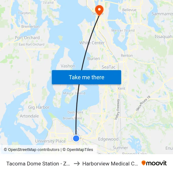 Tacoma Dome Station - Zone C to Harborview Medical Center map
