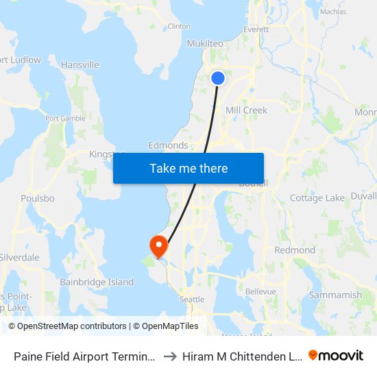 Paine Field Airport Terminal - EB to Hiram M Chittenden Locks map