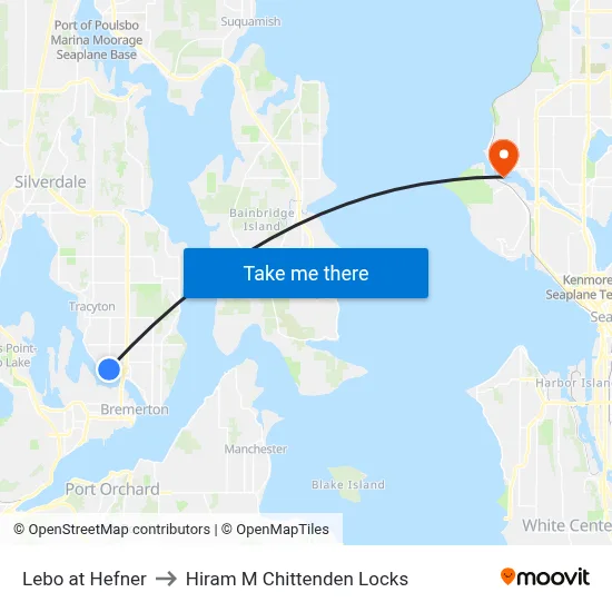 Lebo at Hefner to Hiram M Chittenden Locks map