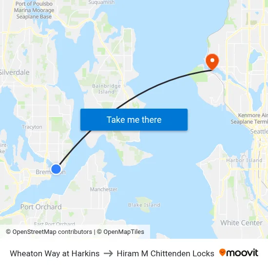 Wheaton Way at Harkins to Hiram M Chittenden Locks map