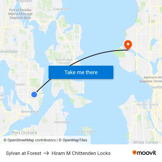 Sylvan at Forest to Hiram M Chittenden Locks map