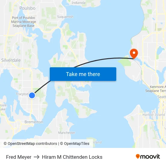 Fred Meyer to Hiram M Chittenden Locks map