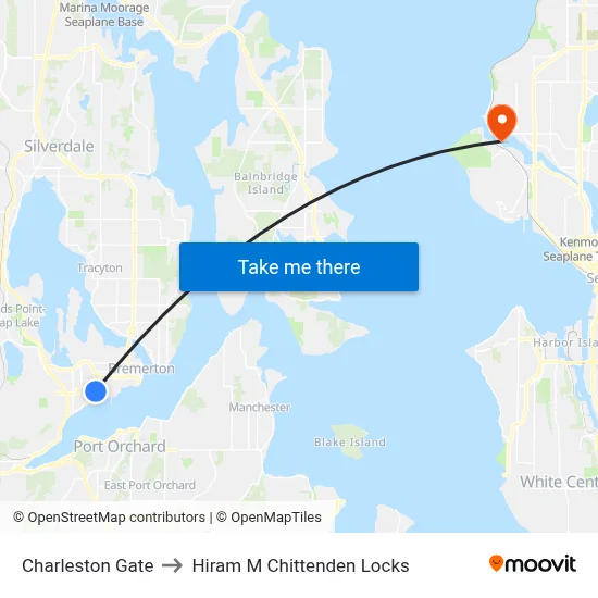 Charleston Gate to Hiram M Chittenden Locks map