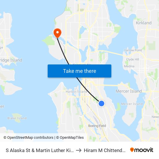 S Alaska St & Martin Luther King Jr Way S to Hiram M Chittenden Locks map