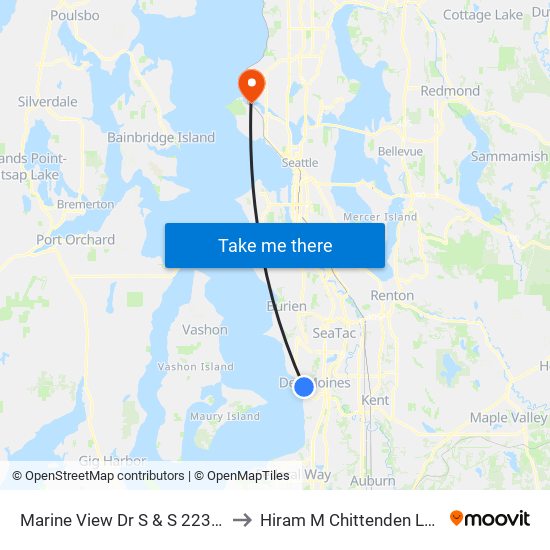 Marine View Dr S & S 223rd St to Hiram M Chittenden Locks map