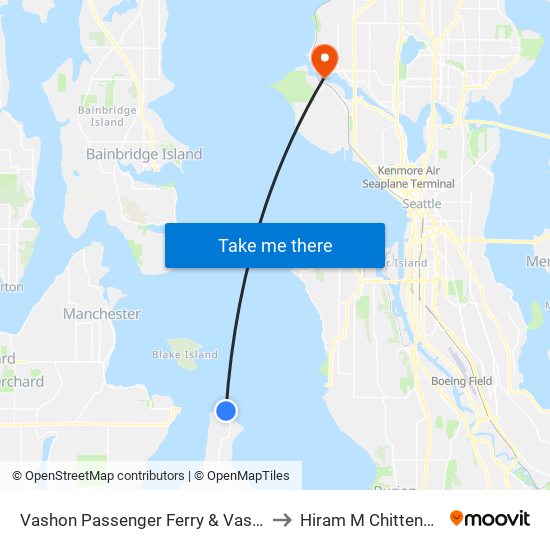Vashon Passenger Ferry & Vashon Ferry Dock to Hiram M Chittenden Locks map