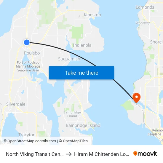 North Viking Transit Center to Hiram M Chittenden Locks map