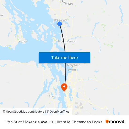 12th St at Mckenzie Ave to Hiram M Chittenden Locks map