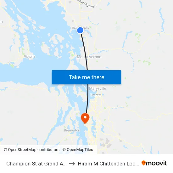 Champion St at Grand Ave to Hiram M Chittenden Locks map
