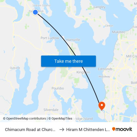 Chimacum Road at Church Lane to Hiram M Chittenden Locks map