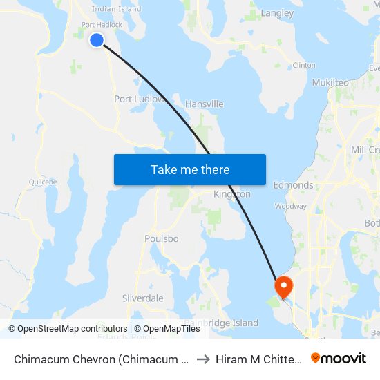 Chimacum Chevron (Chimacum Road at Highway 19) to Hiram M Chittenden Locks map