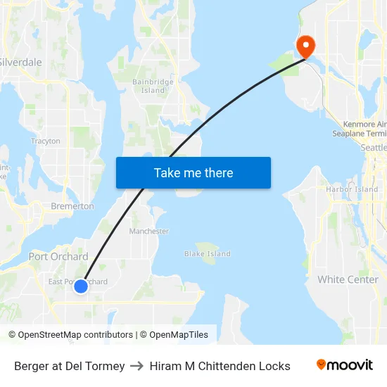 Berger at Del Tormey to Hiram M Chittenden Locks map