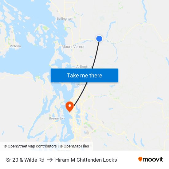 Sr 20 & Wilde Rd to Hiram M Chittenden Locks map