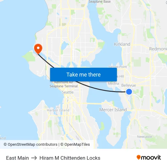 East Main to Hiram M Chittenden Locks map