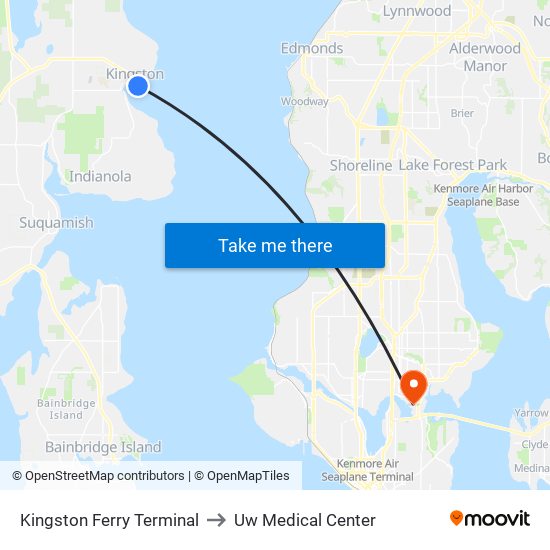 Kingston Ferry Terminal to Uw Medical Center map