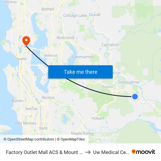 Factory Outlet Mall ACS & Mount Si Blvd to Uw Medical Center map