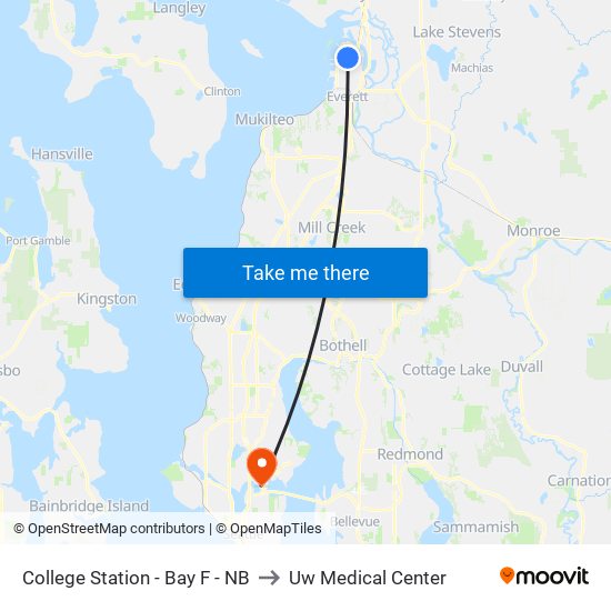 College Station - Bay F - NB to Uw Medical Center map