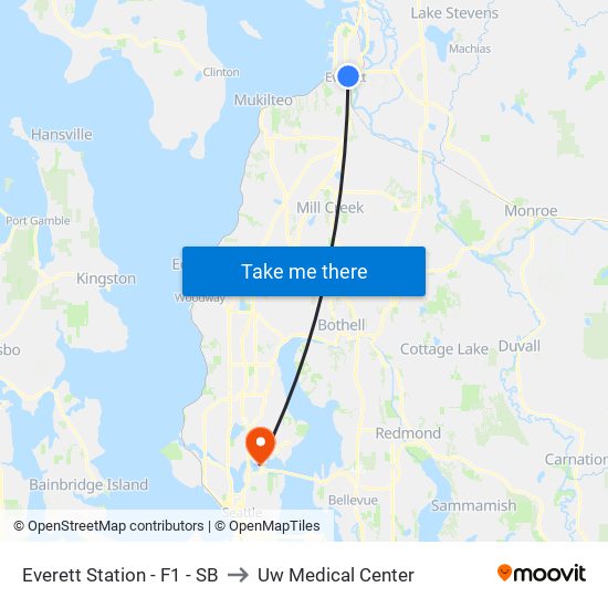 Everett Station - F1 - SB to Uw Medical Center map
