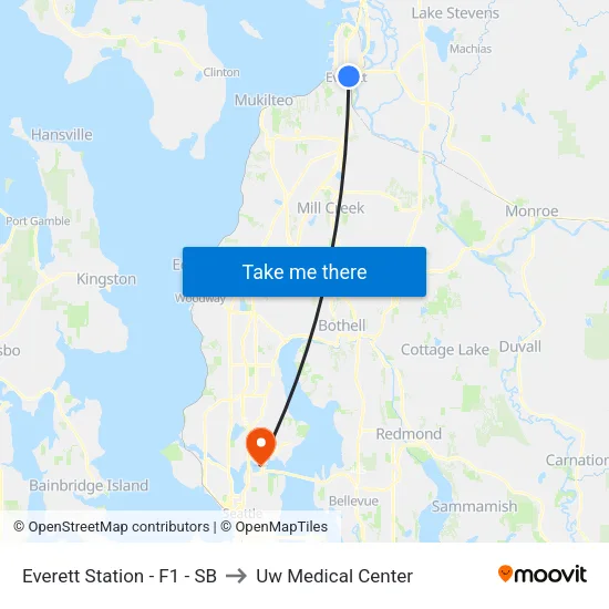Everett Station - F1 - SB to Uw Medical Center map