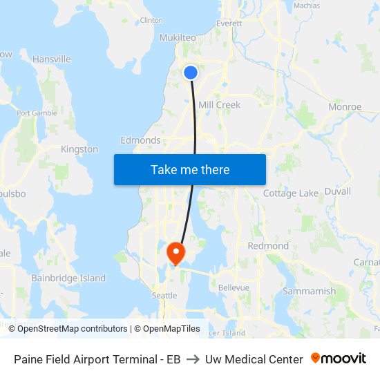 Paine Field Airport Terminal - EB to Uw Medical Center map
