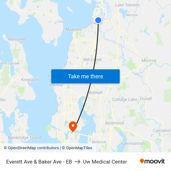 Everett Ave & Baker Ave - EB to Uw Medical Center map