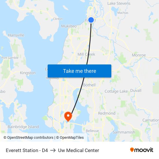 Everett Station - D4 to Uw Medical Center map