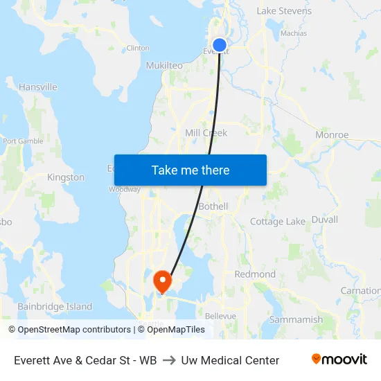 Everett Ave & Cedar St - WB to Uw Medical Center map