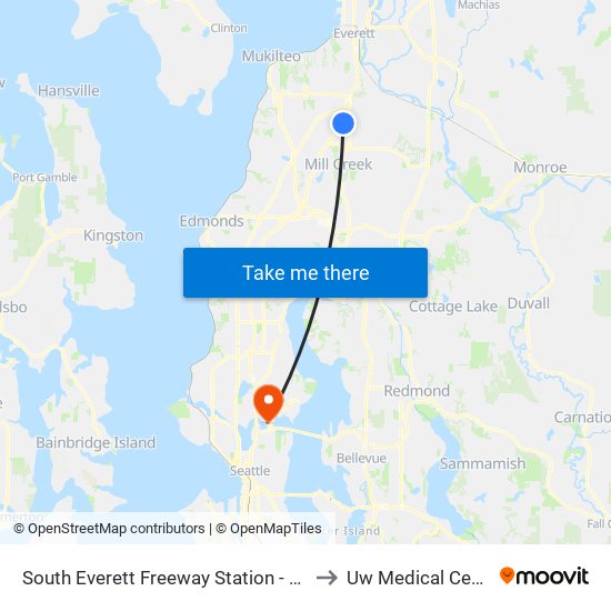 South Everett Freeway Station - Bay 4 to Uw Medical Center map