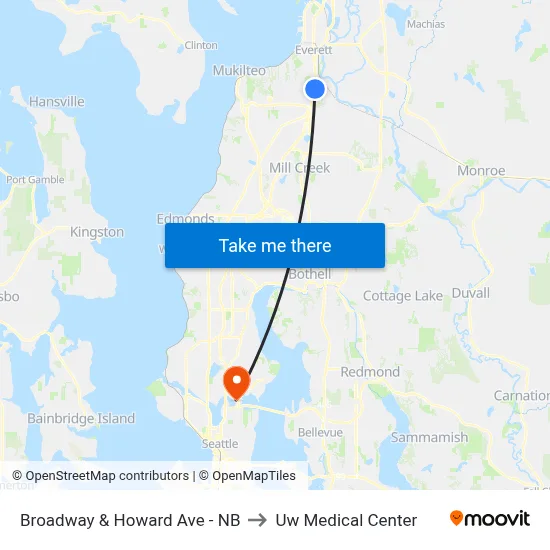 Broadway & Howard Ave - NB to Uw Medical Center map