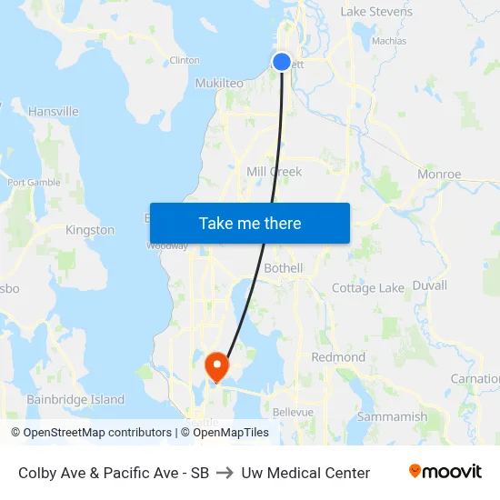 Colby Ave & Pacific Ave - SB to Uw Medical Center map