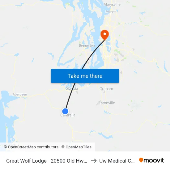 Great Wolf Lodge - 20500 Old Hwy 99 Sw. to Uw Medical Center map