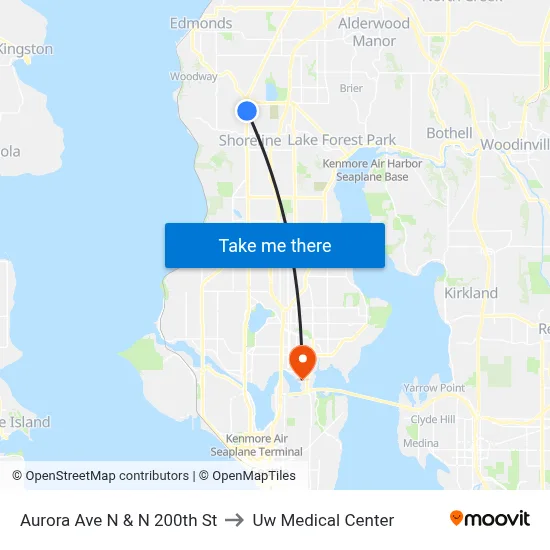 Aurora Ave N & N 200th St to Uw Medical Center map