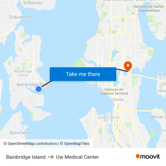 Bainbridge Island to Uw Medical Center map