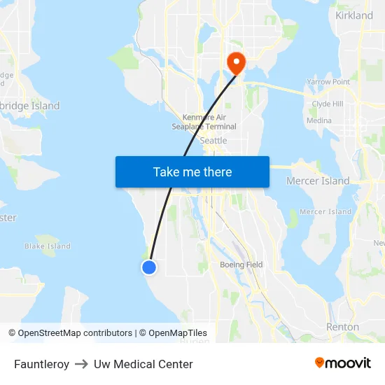 Fauntleroy to Uw Medical Center map