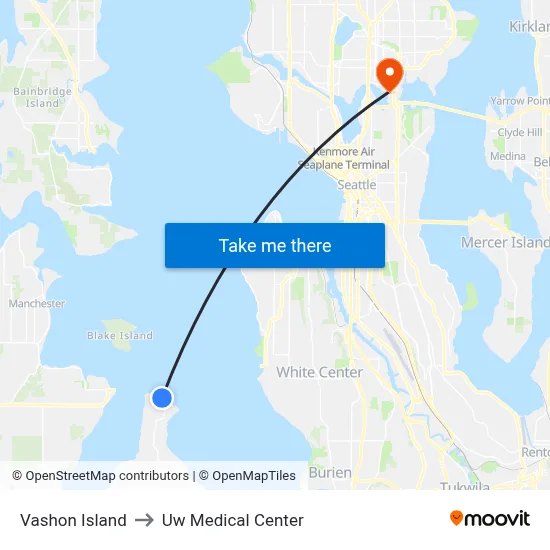 Vashon Island to Uw Medical Center map