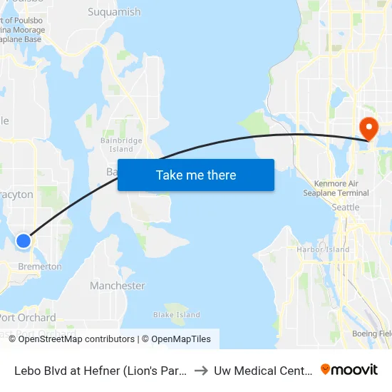 Lebo Blvd at Hefner (Lion's Park) to Uw Medical Center map