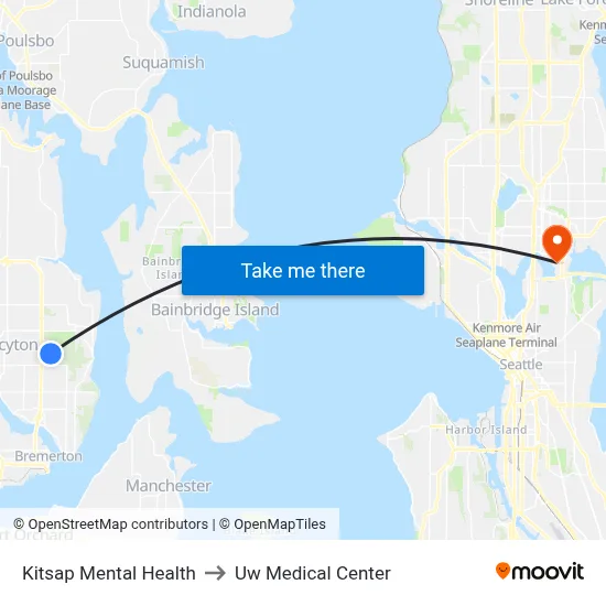 Kitsap Mental Health to Uw Medical Center map