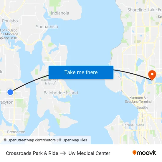 Crossroads Park & Ride to Uw Medical Center map
