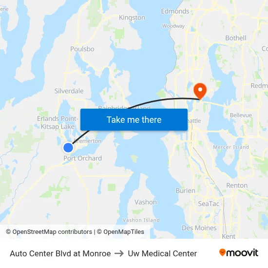 Auto Center Blvd at Monroe to Uw Medical Center map