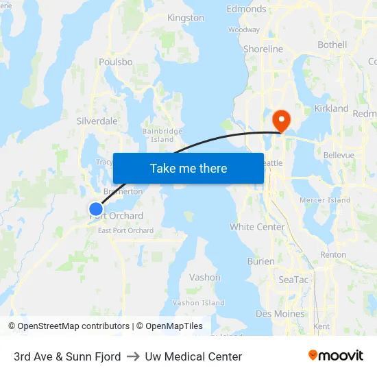 3rd Ave & Sunn Fjord to Uw Medical Center map