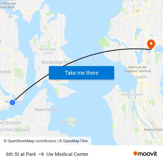 6th St at Park to Uw Medical Center map